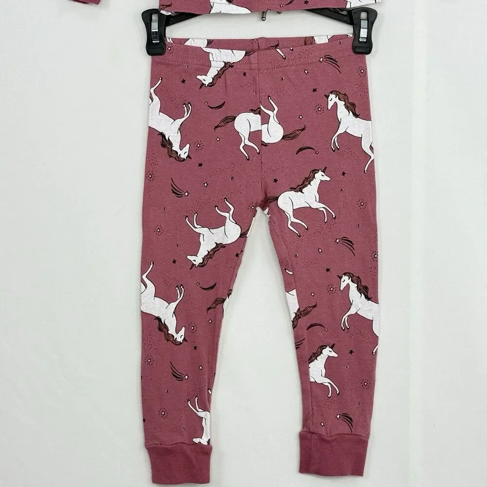 Carter's PJ Set Long Sleeve Shirt & Pants Set Unicorn Pink Girls Toddler 2T/2A